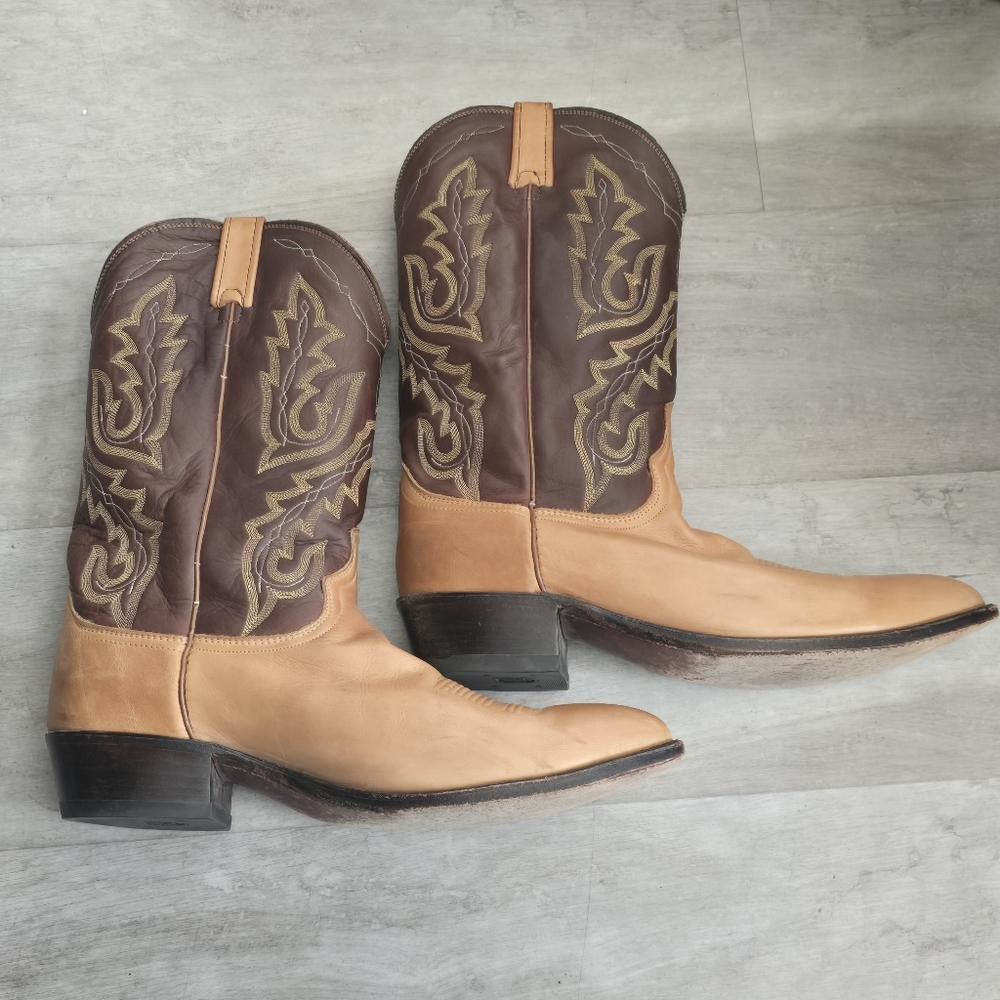 DAN POST Soft Leather Cowboy Boots Tan Men's 13 - Picture 12 of 13
